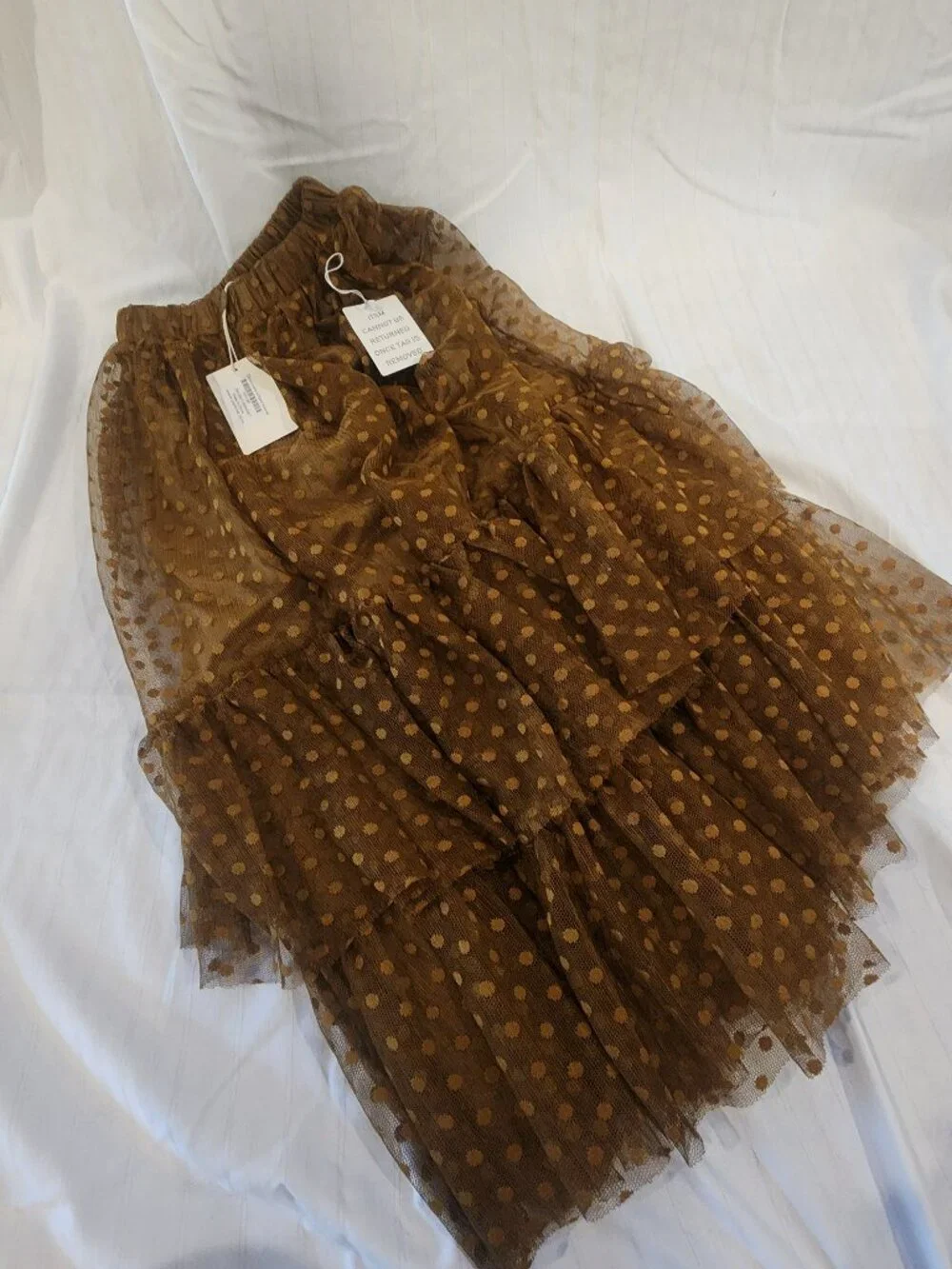 NWT Joyfolie Girls Zenni Tiered Tulle Ruffle Skirt Bistre Brown Size 7